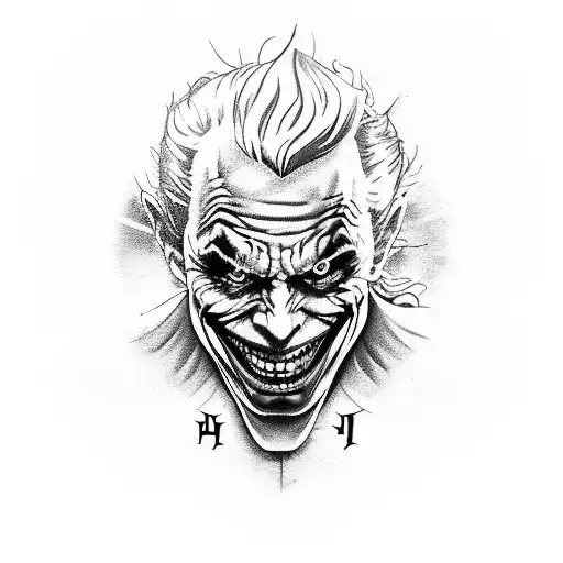 A villain-themed tattoo paying homage to Heath Ledger's Joker, with a gaming twist like a playing card with gaming symbols tattoo design idea
