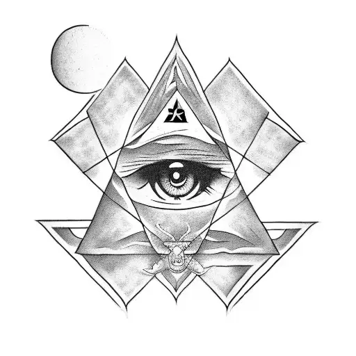 A ghostly tattoo design with a hidden conspiracy theory symbol, such as an eye or pyramid, subtly incorporated into the design tattoo design idea