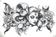 Lilith siren demon tattoo design idea