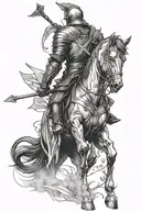 fallen wounded knight with arrows in his back tattoo design idea