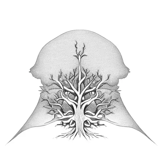 Tree of death on throat tattoo design idea