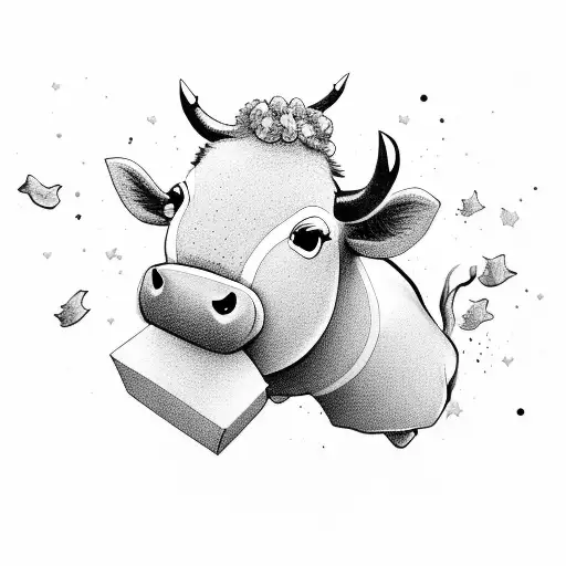 Cute cow doing a cheerleading jump tattoo design idea