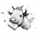 Cute cow doing a cheerleading jump tattoo design idea