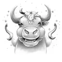 Cute cow doing a cheerleading jump tattoo design idea