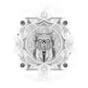 A unique design featuring a combination of Ukrainian traditional patterns and musical symbols tattoo design idea