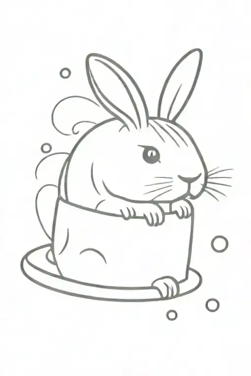 a thimble with a penny bun and a bunny inside representing tattoo design idea