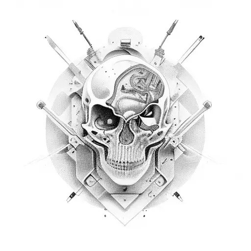 right in two  tool  tattoo design idea