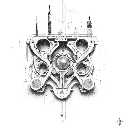 right in two  tool band tattoo design idea