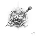 right in two  tool  tattoo design idea