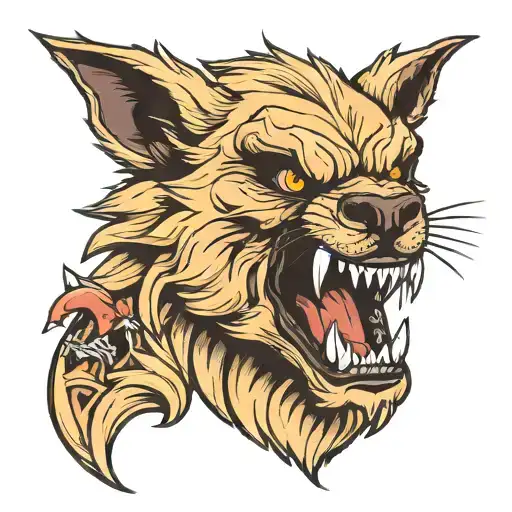 blonde becoming werewolf with fangs  tattoo design idea