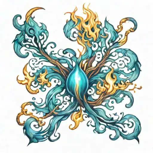 will o' the wisps flames teal and blue tattoo design idea
