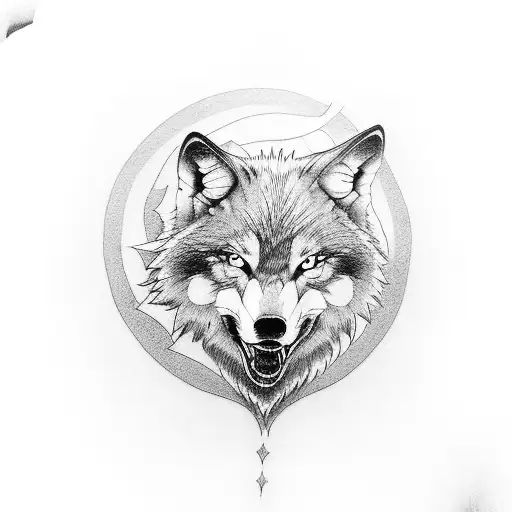 Wolf and phoenix  tattoo design idea