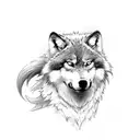 Wolf and phoenix  tattoo design idea