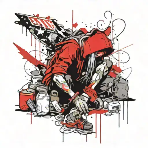 homeless trash humanoid drug addict injecting the american spirit forcefully tattoo design idea