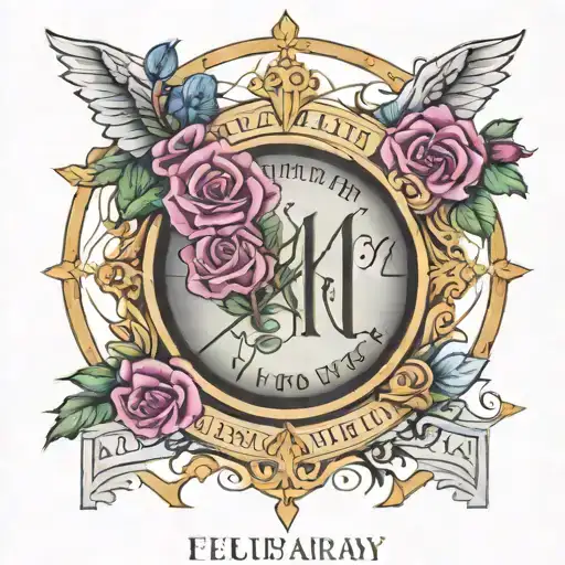 Febuary 10 2018 in roman numerals with elizabeth in the middle tattoo design idea
