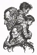 dad and son silhouette tattoo design idea