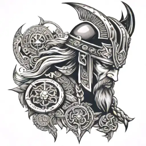 Viking and Mexican tattoo design idea