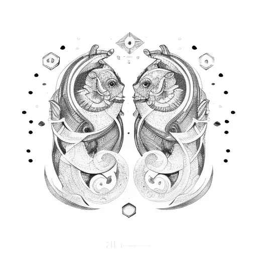Gemini Pisces tattoo design idea