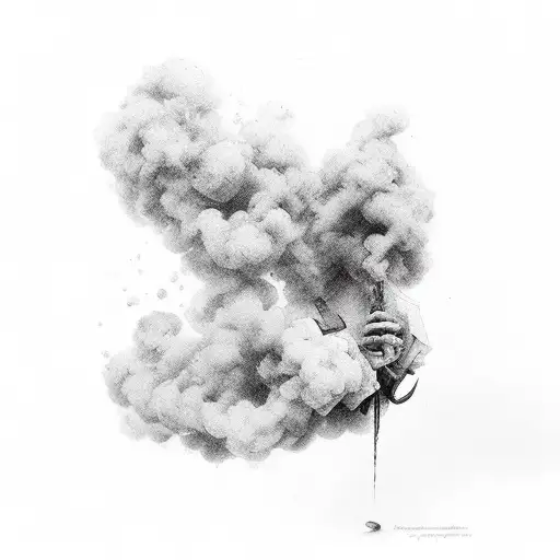 number 5 with smoke  tattoo design idea
