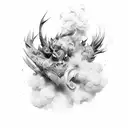 number 5 with smoke  tattoo design idea