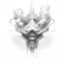 number 5 with smoke  tattoo design idea