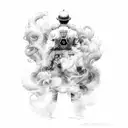 number 5 with smoke  tattoo design idea
