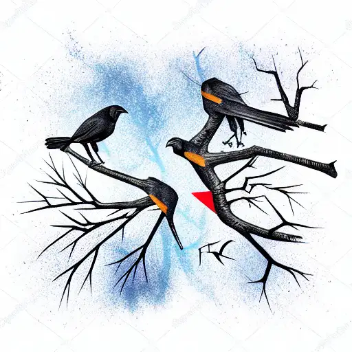 Black tree and birds Tree Root Tattoo Bird Heart Withered crow flies  animals branch monochrome png  PNGWing