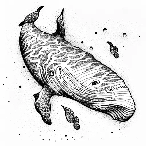 whale splashing water tattoo design idea