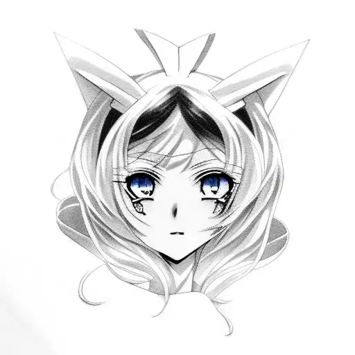 Sad anime girl tattoo design idea