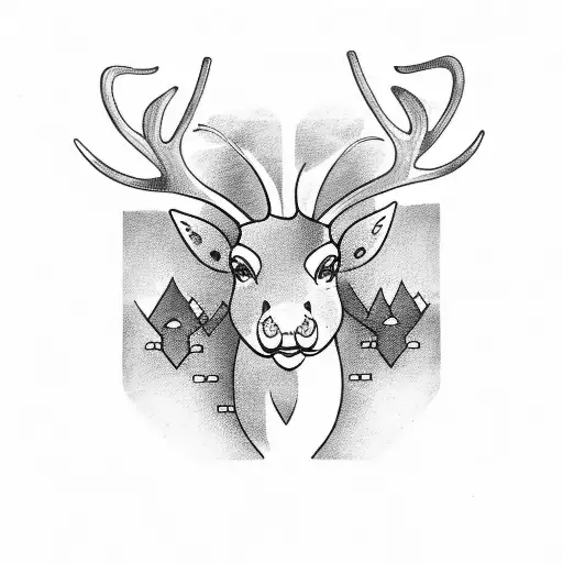 Reindeer horns tattoo design idea