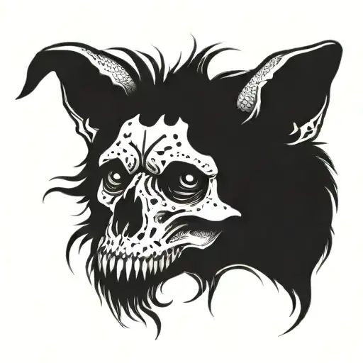 canine skull with eye on forehead looking tattoo design idea