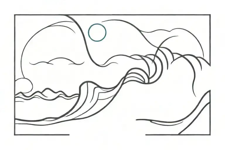 small wrist tattoo design of three thin black lines making an ocean wave tattoo design idea