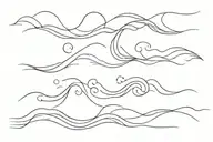 thin line ocean waves tattoo design idea
