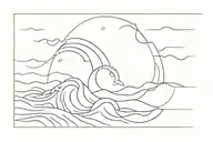 thin line ocean waves tattoo design idea