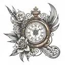 a clock can be placed on the one side of  symbol, and a compass can be placed the other side of infinity symbol. this sy tattoo design idea