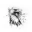 A bald Eagle head screaming over a swamp terrain. tattoo design idea