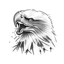 A bald Eagle head screaming over a swamp terrain. tattoo design idea