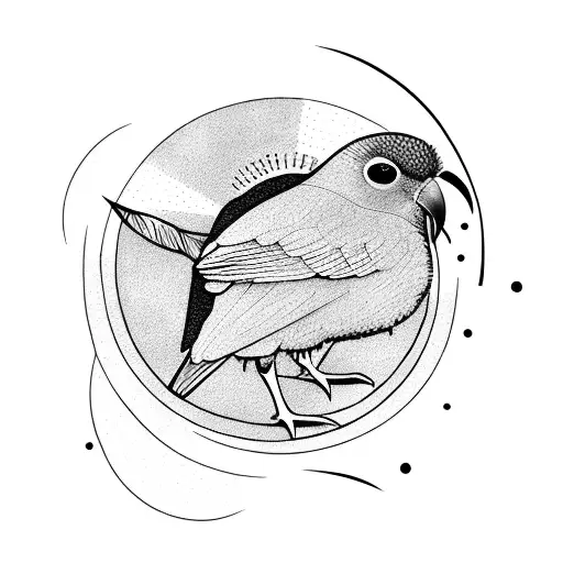 kiwi bird with moon tattoo design idea