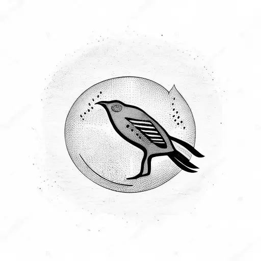 kiwi bird with moon tattoo design idea