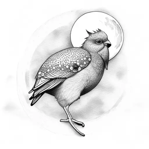 kiwi bird with moon tattoo design idea