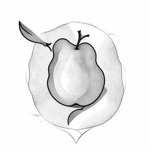 Pear with slice cut out tattoo design idea