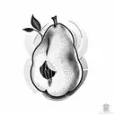 Pear with slice cut out tattoo design idea