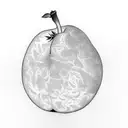 Pear with slice cut out tattoo design idea