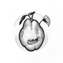 Pear with slice cut out tattoo design idea