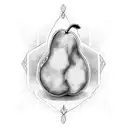 Pear with slice cut out tattoo design idea