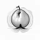 Pear with slice cut out tattoo design idea