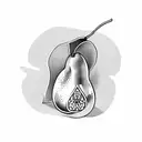 Pear with slice cut out tattoo design idea