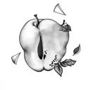 Pear with slice cut out tattoo design idea