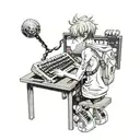 gamer guy holding his computerkeyboard  tattoo design idea