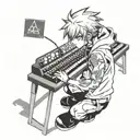 gamer guy holding his computerkeyboard  tattoo design idea